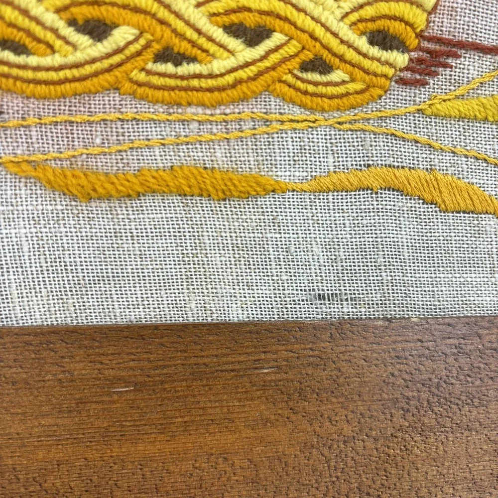 Vtg Latch Hook Rug Wall Hanging Handmade Fall‎ Basket Framed Art 26